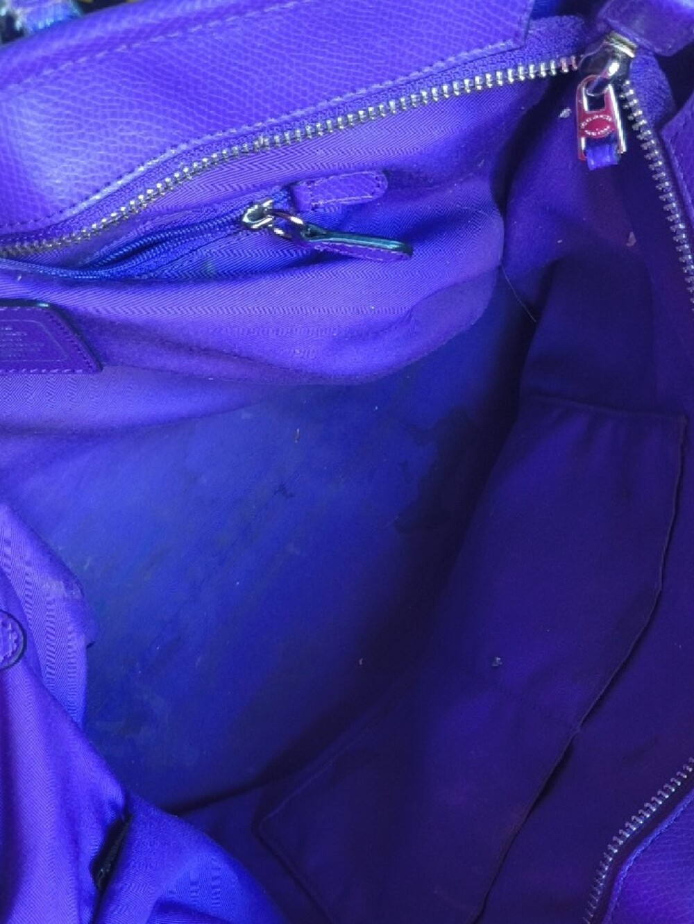 Coach Purple Leather Tote with Gold Logo Hardware - Picture 6 of 6